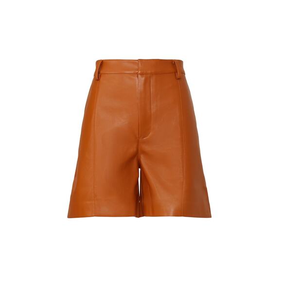 Jason Wu Collection Brown Vegan Faux Leather High Rise Shorts Size 4 - Picture 5 of 9
